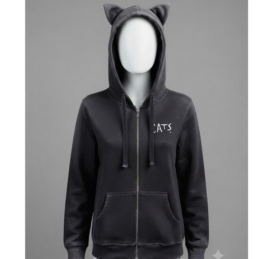 Vintage CATS Musical Andrew Lloyd Webber Zip Up Hoodie Cat Ears Women Large